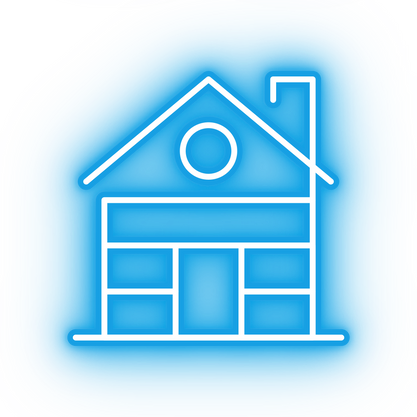 Neon blue cabin icon